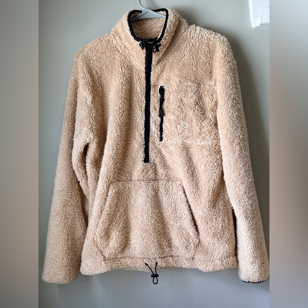 PINK Victoria's Secret Sherpa fleece, beige Quarter Zip-Up  XS